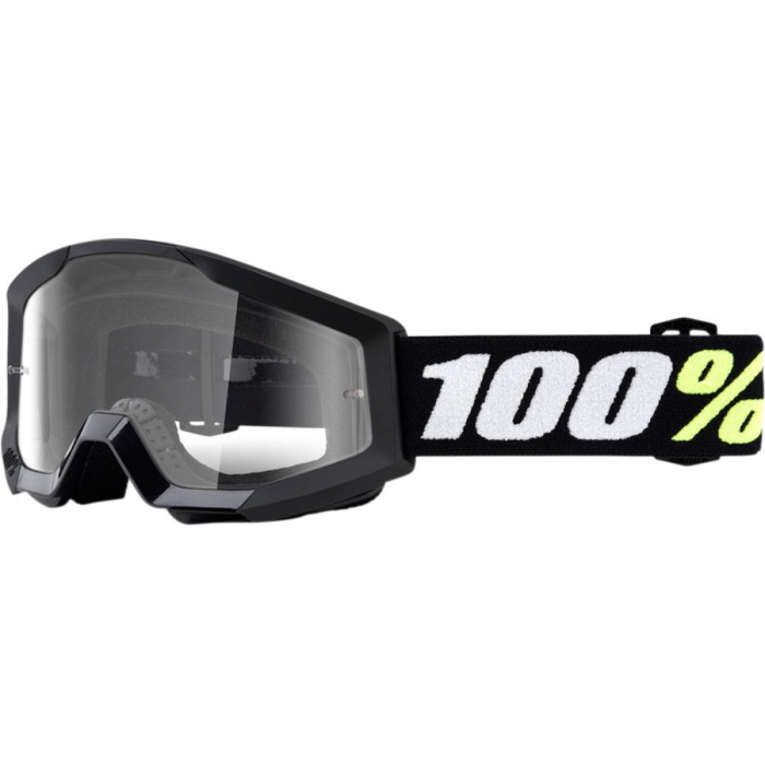 Ochelari copii ATV cross 100%  Strata Mini Grom Black, sticla clara