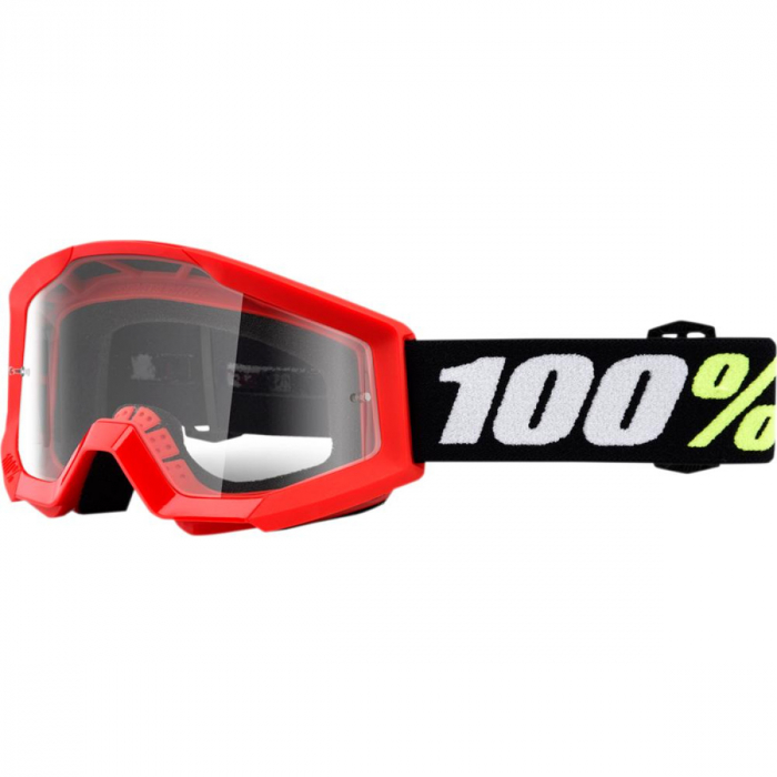 Ochelari copii ATV cross 100% Strata Mini Grom Red, sticla clara