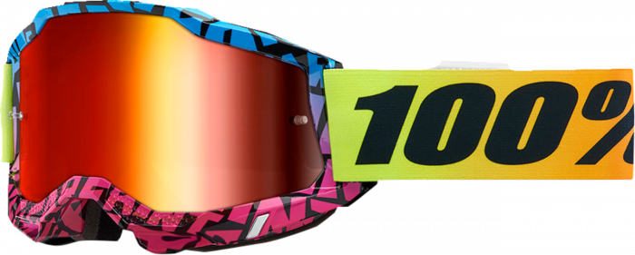 Ochelari cross atv 100% Accuri OTG, lentila oglinda, culoare rama roz albastru