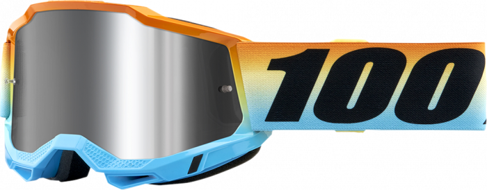 Ochelari cross atv 100% Accuri Sunset Copii, lentila oglinda, culoare rama albastru portocaliu