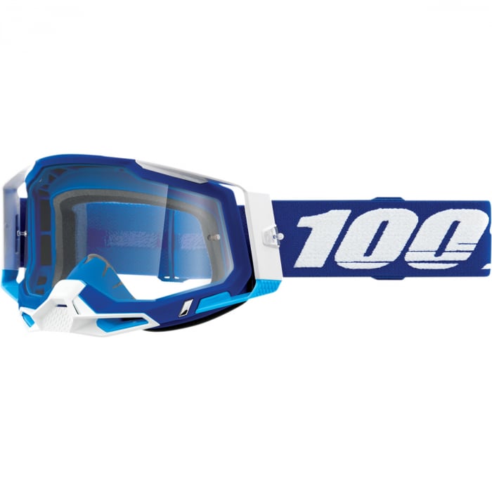 Ochelari cross atv 100% Racecraft 2 Blue lentila clara culoare rama albastru alb