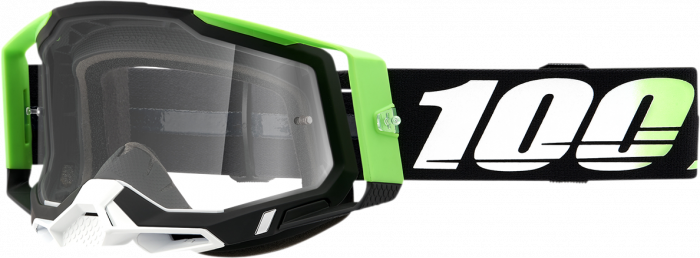 Ochelari cross atv 100% Racecraft 2 Kalkuta, lentila transparenta, culoare rama negru verde