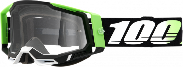 Ochelari cross/atv 100% Racecraft 2 Kalkuta, lentila transparenta, culoare rama negru/verde [2]