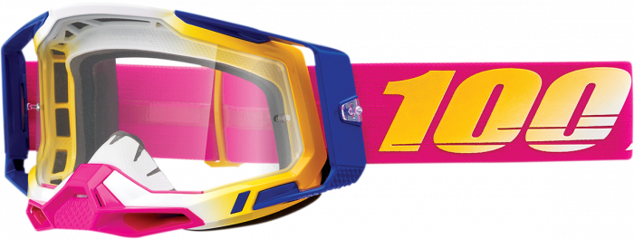 Ochelari cross atv 100% Racecraft 2 Mission, lentila transparenta, culoare rama roz galben