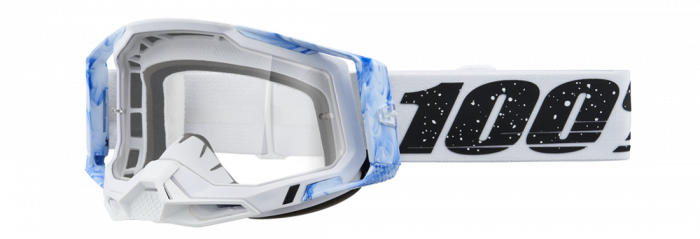 Ochelari cross atv 100% Racecraft 2 Mixos, lentila transparenta, culoare rama alb albastru
