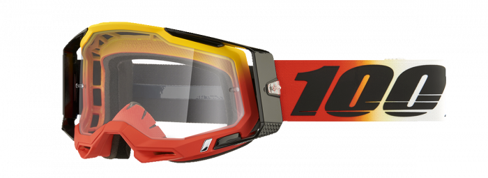Ochelari cross/atv 100% Racecraft 2 Ogusto, lentila transparenta, culoare rama galben/rosu [2]