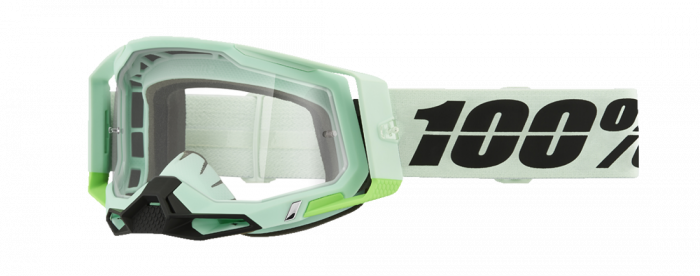 Ochelari cross atv 100% Racecraft 2 Palomar, lentila transparenta, culoare rama verde menta