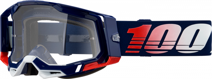 Ochelari cross/atv 100% Racecraft 2 Republic, lentila transparenta, culoare rama bleumarin/rosu [2]