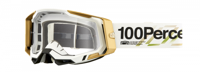 Ochelari cross atv 100% Racecraft 2 Succesion, lentila transparenta, culoare rama alb auriu
