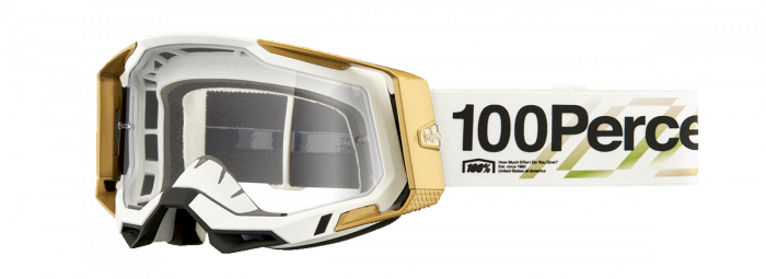 Ochelari cross atv 100% Racecraft 2 Succesion, lentila transparenta, culoare rama alb auriu