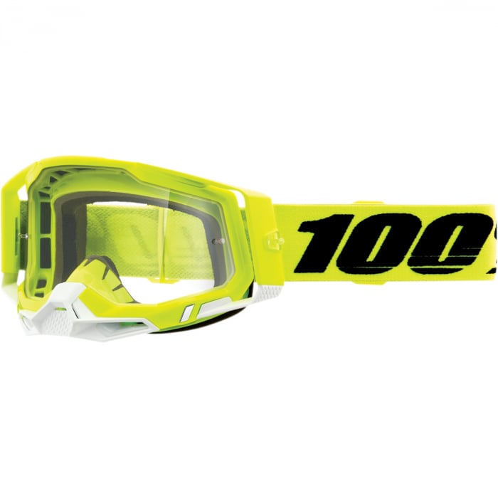 Ochelari cross atv 100% Racecraft 2 Yellow  lentila clara culoare rama verde alb