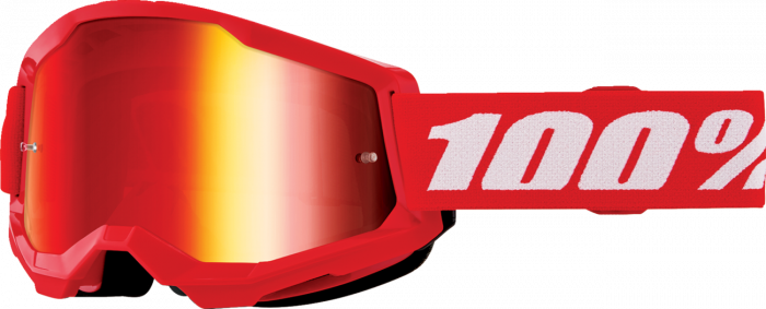 Ochelari cross atv 100% Strata 2 Junior Red, lentila oglinda, culoare rama rosu