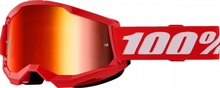 Ochelari cross atv 100% Strata 2 Red, lentila oglinda, culoare rama rosu