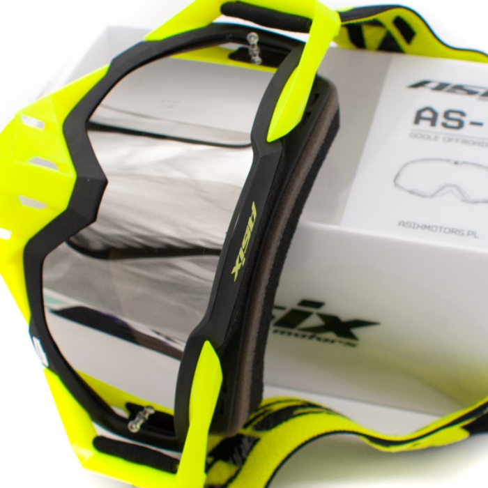 Ochelari cross/atv/enduro, Asix AS1, lentila argintie, culoare rama galben fluo/negru mat [4]
