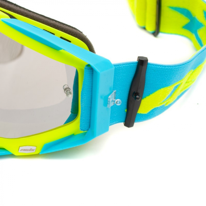 Ochelari cross/atv/enduro, Asix AS1, lentila argintie, culoare rama lime/albastru mat [7]