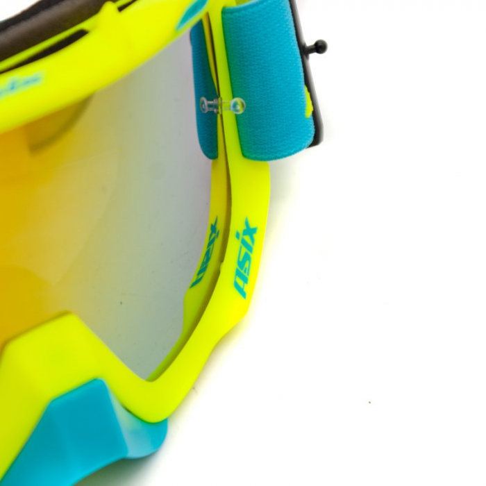 Ochelari cross/atv/enduro, Asix AS2, lentila galbena, culoare rama lime/albastru mat [5]