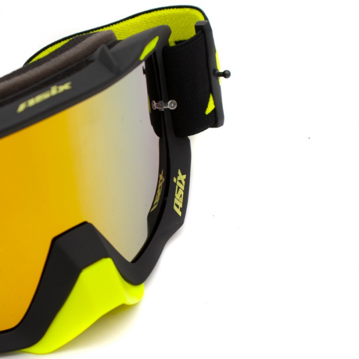Ochelari cross/atv/enduro, Asix AS2, lentila galbena, culoare rama lime/negru mat [5]