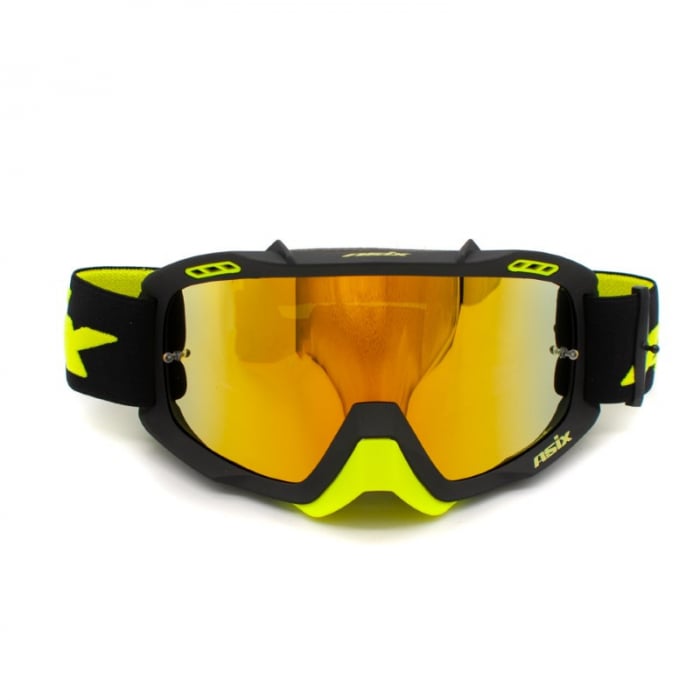 Ochelari cross atv enduro, Asix AS2, lentila galbena, culoare rama lime negru mat