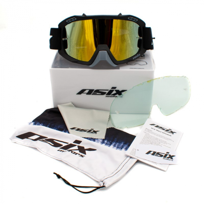 Ochelari cross/atv/enduro, Asix AS2, lentila galbena, culoare rama negru/gri mat [2]