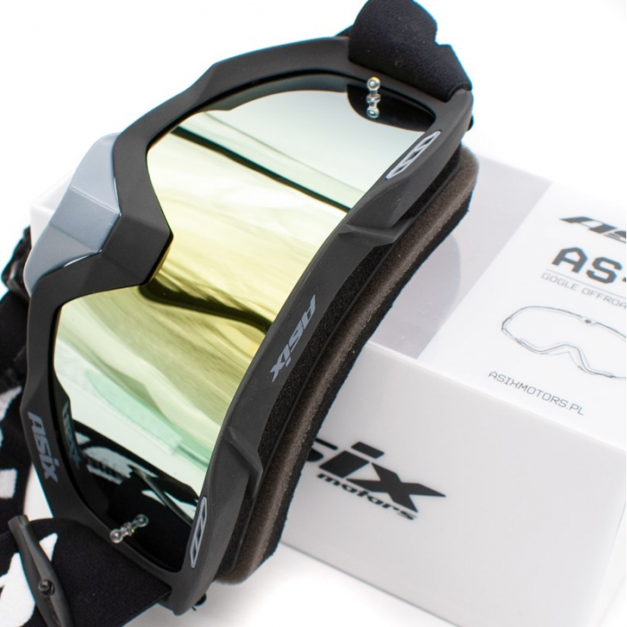 Ochelari cross/atv/enduro, Asix AS2, lentila galbena, culoare rama negru/gri mat [4]