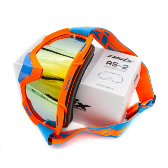 Ochelari cross/atv/enduro, Asix AS2, lentila galbena, culoare rama portocaliu/albastru mat [4]