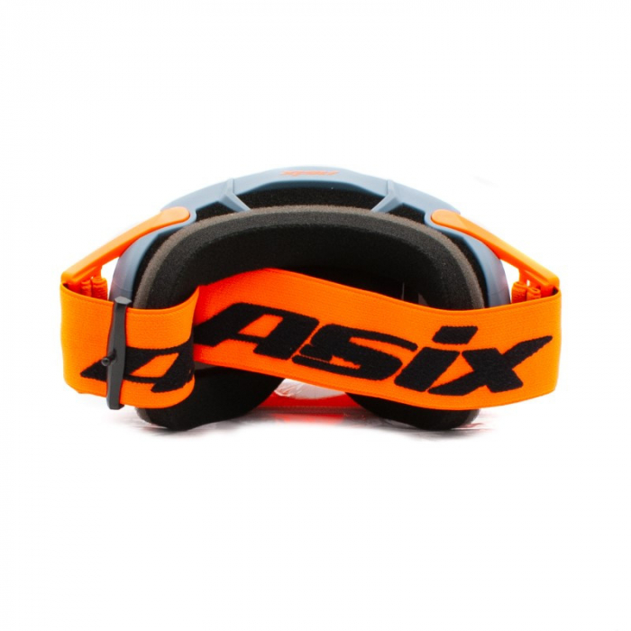 Ochelari cross/atv/enduro, Asix AS3, lentila albastra, culoare rama gri/portocaliu mat [4]