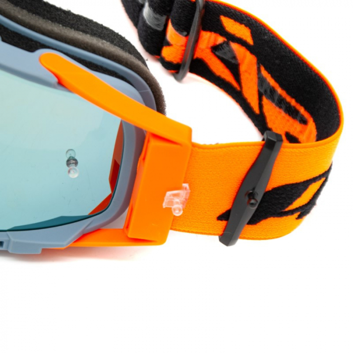 Ochelari cross/atv/enduro, Asix AS3, lentila albastra, culoare rama gri/portocaliu mat [3]