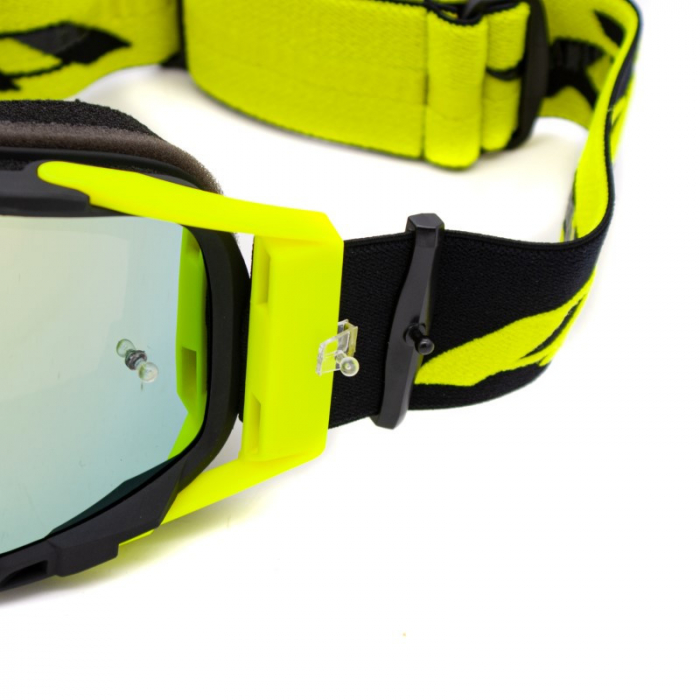 Ochelari cross/atv/enduro, Asix AS3, lentila albastra, culoare rama lime/negru mat [4]