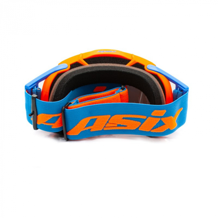 Ochelari cross/atv/enduro, Asix AS3, lentila albastra, culoare rama portocaliu/albastru mat [5]