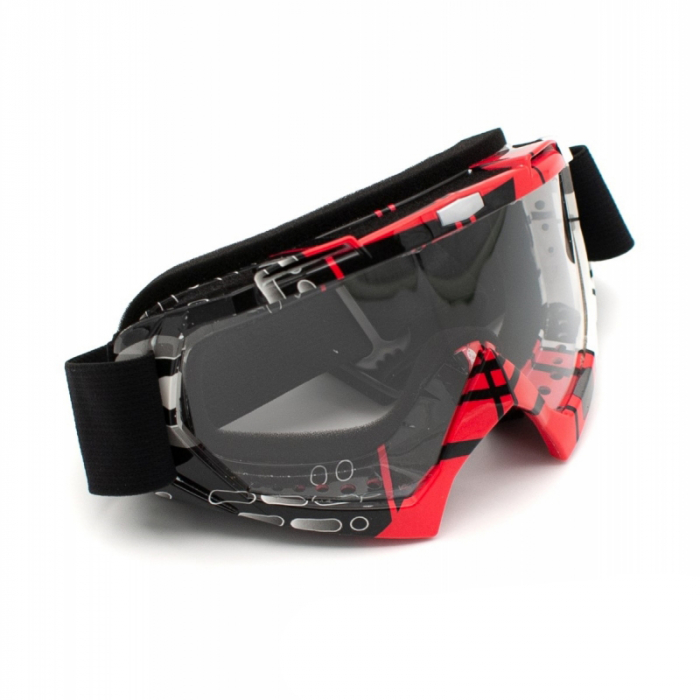 Ochelari cross atv enduro, XTR, lentila transparenta, culoare rama negru rosu