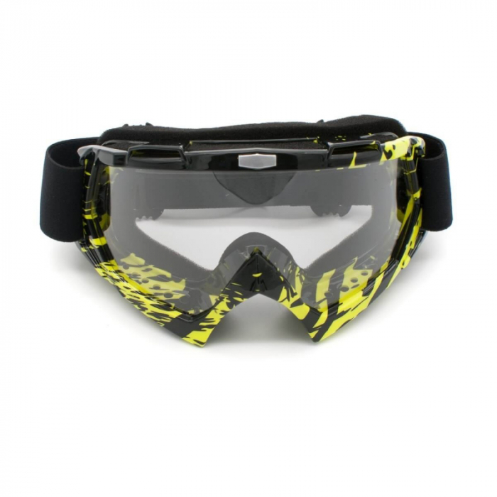 Ochelari cross/atv/enduro, XTR, lentila transparenta, culoare rama negru/galben [3]