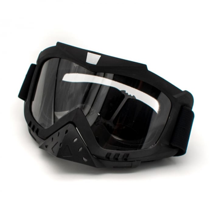 Ochelari cross atv enduro, XTR, lentila transparenta, culoare rama negru mat