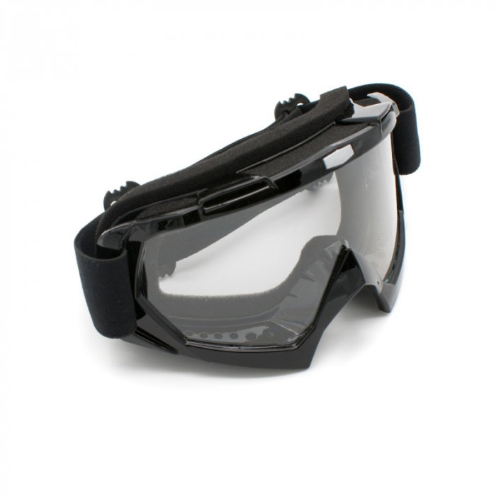 Ochelari cross atv enduro, XTR, lentila transparenta, culoare rama negru lucios