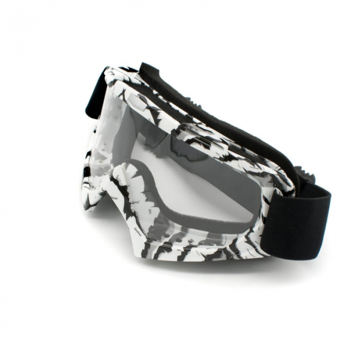 Ochelari cross/atv/enduro, XTR, lentila transparenta, culoare rama negru/alb [3]