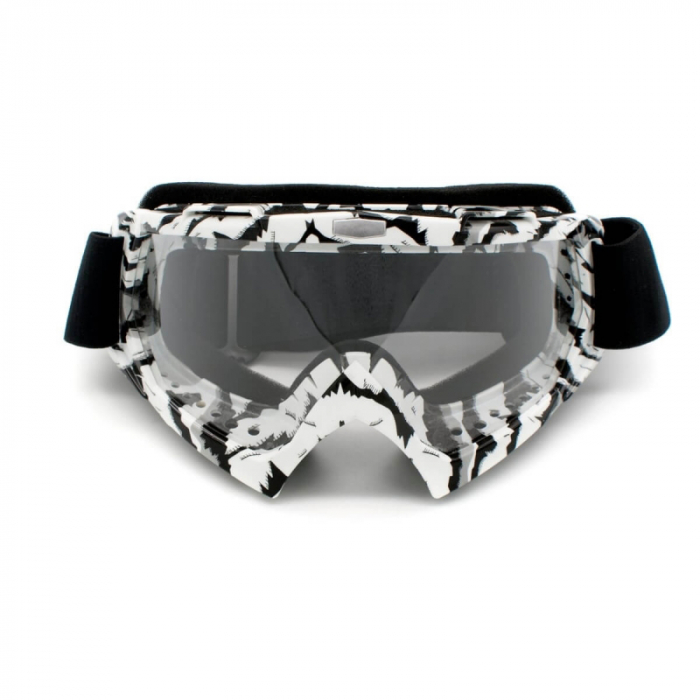 Ochelari cross/atv/enduro, XTR, lentila transparenta, culoare rama negru/alb [2]