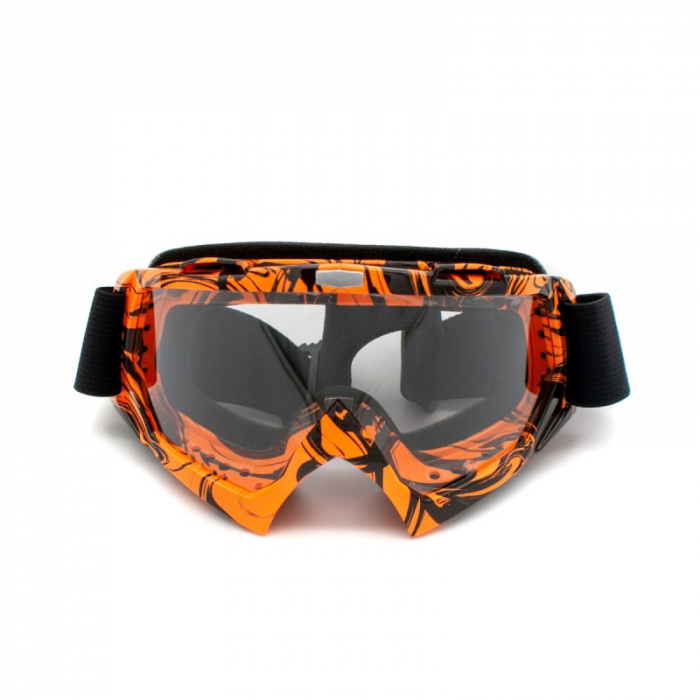 Ochelari cross/atv/enduro, XTR, lentila transparenta, culoare rama portocaliu/negru [3]