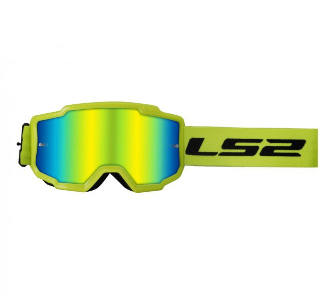 Ochelari cross enduro atv LS2, lentila oglinda, culoare verde neon