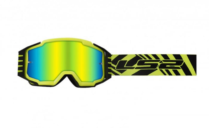 Ochelari cross enduro atv LS2, lentila oglinda, culoare verde neon negru