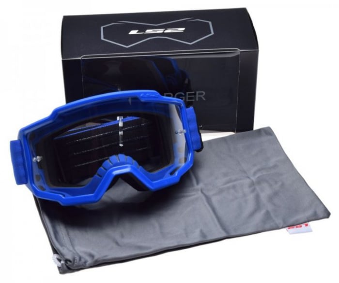 Ochelari cross enduro atv LS2, lentila transparenta, culoare albastru