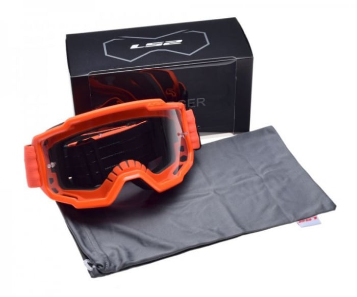 Ochelari cross enduro atv LS2, lentila transparenta, culoare portocaliu