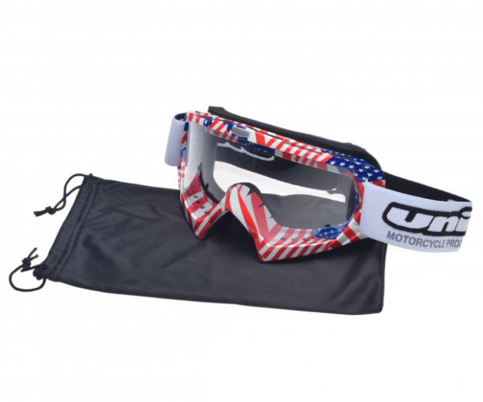 Ochelari motocross atv enduro Unit, culoare rama USA, lentila clara