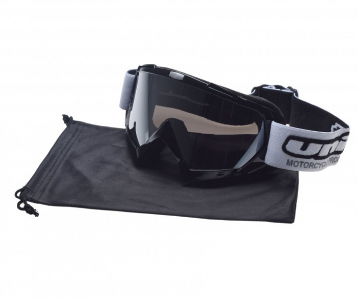 Ochelari motocross atv enduro Unit, culoare rama negru, lentila fumurie argintie
