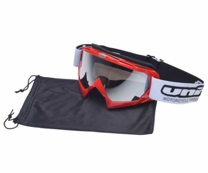 Ochelari motocross atv enduro Unit, culoare rama rosu, lentila fumurie