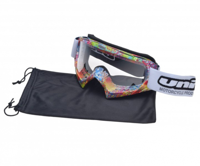 Ochelari motocross atv enduro Unit, culoare rama multicolor, lentila clara