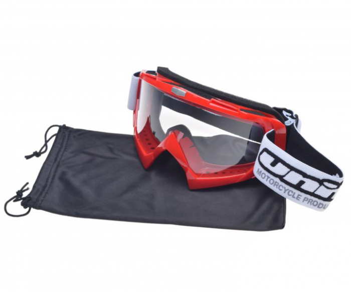 Ochelari motocross atv enduro Unit, culoare rama rosu, lentila clara