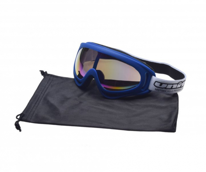 Ochelari copii motocross atv enduro Unit, culoare rama albastru, lentila transparenta