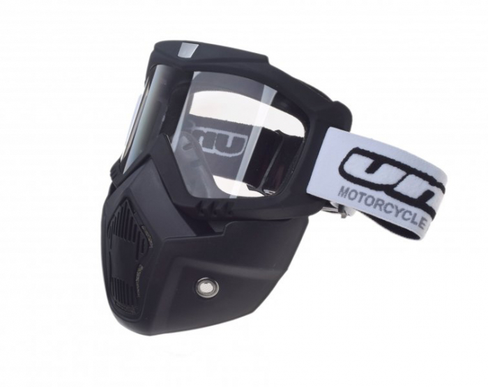 Ochelari motocross atv enduro Unit, model masca, culoare rama negru, lentila transparenta