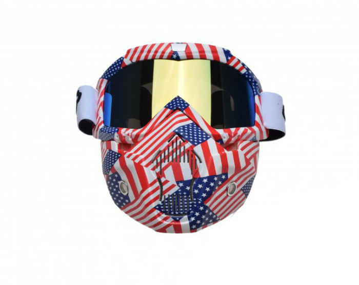 Ochelari motocross/atv/enduro Unit, model masca, culoare rama USA, lentila oglinda [2]
