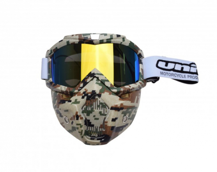 Ochelari motocross/atv/enduro Unit, model masca, culoare rama army desert, lentila oglinda [2]