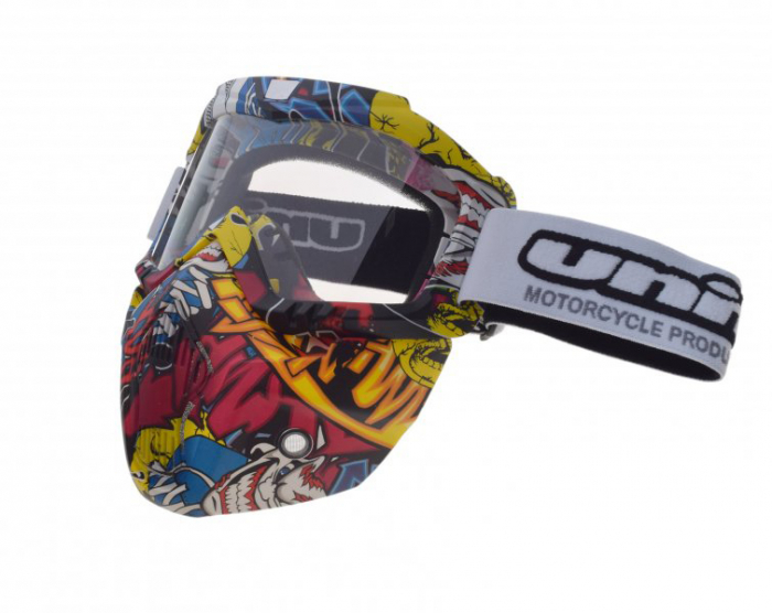 Ochelari motocross atv enduro Unit, model masca, culoare rama multicolor, lentila clara